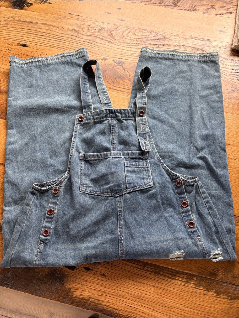 Chouyatou Loose Adjustable Strap Women's Denim Overalls - Blue - Medium